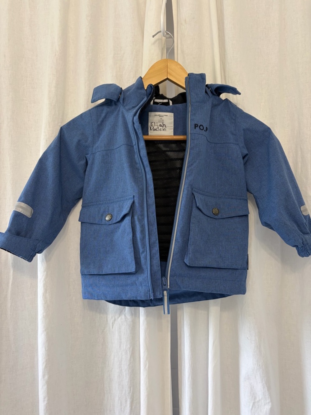 Polarn O. Pyret Blue Kids Raincoat with Hood